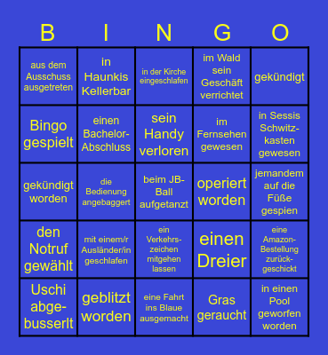 Wer hat/ist schon mal ... Bingo Card