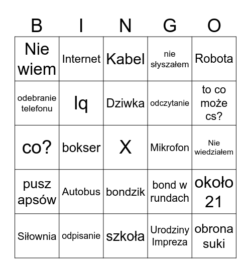 Osakrowe Bingo Card