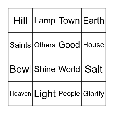 Light & Salt Bingo Card