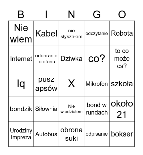 Osakrowe Bingo Card