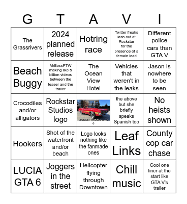 cgrand ta six tralier bigno Bingo Card