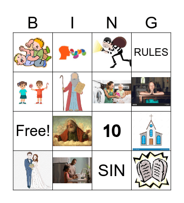 10 Commandments Bingo Card
