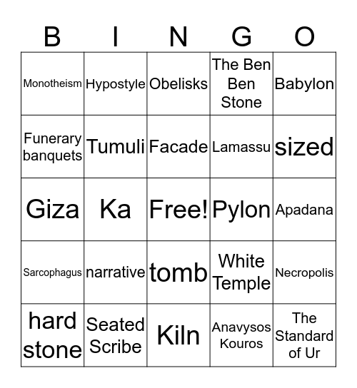 Ancient Mediterranean Bingo Card