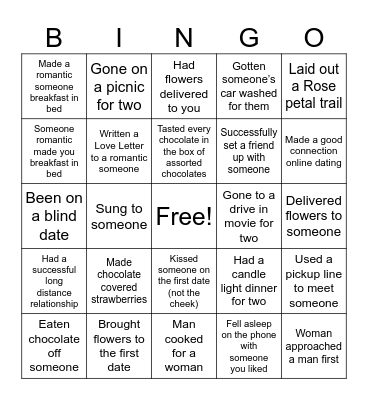 Adoreeon Events Date Night Bingo Card