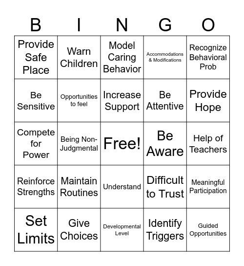 Trauma  Bingo Card