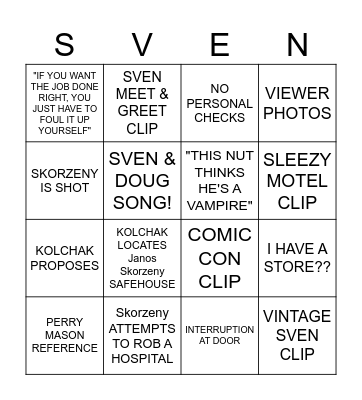 NIGHT STALKER Bingo Card