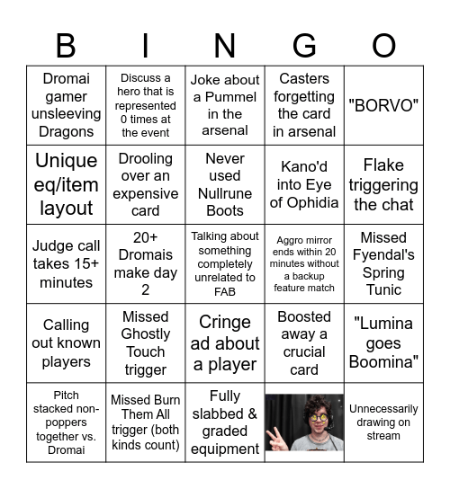 THE PENULTIMATE FABBING TIL CLIMAX WATCHPARTY BINGO CARD (name subject to change) Bingo Card