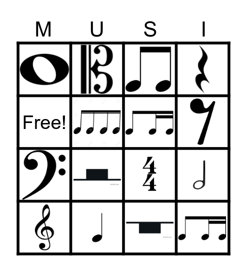 MUSIC SYMBOLS Bingo Card