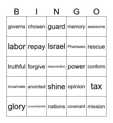 29th Sunday in Ordinary Time Year A Bingo Card