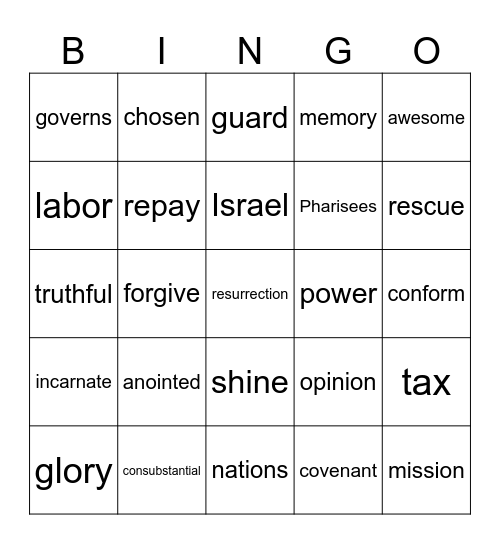 29th Sunday in Ordinary Time Year A Bingo Card