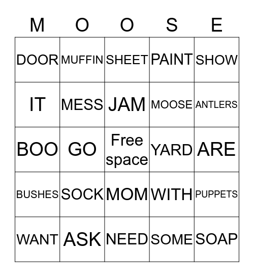 IF YOU GIVE A MOOSE A MUFFIN Bingo Card