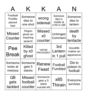 Akkan HM G2 Prog Bingo Card