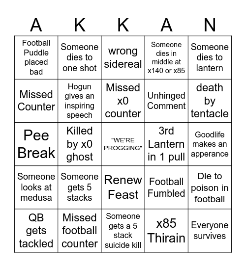 Akkan HM G2 Prog Bingo Card