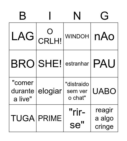 WUANT BINGO Card