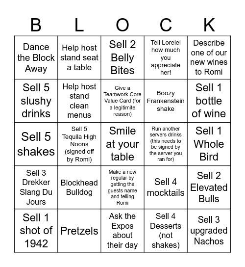 BLOCK Bingo Card