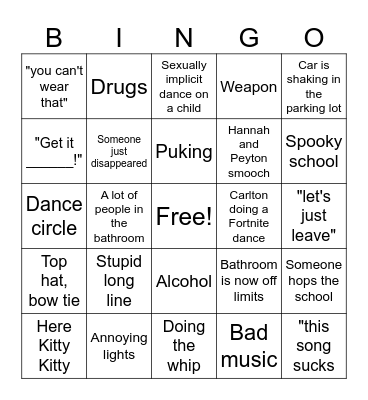 Homecoming Bingo Card