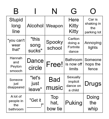 Homecoming Bingo Card