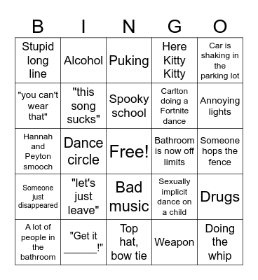 Homecoming Bingo Card