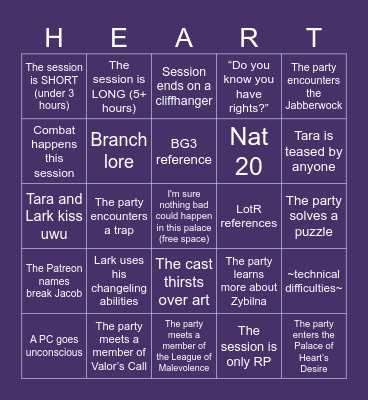 Wild Beyond the Witchlight - Session 20 Bingo Card