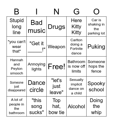 Homecoming Bingo Card