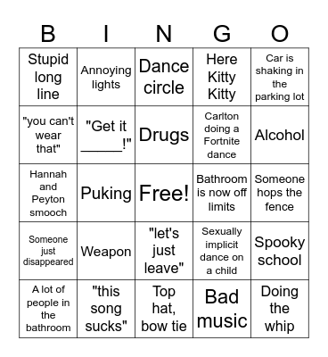 Homecoming Bingo Card