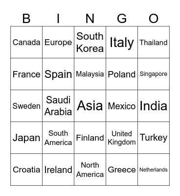 WORLDWIDE BINGO Card
