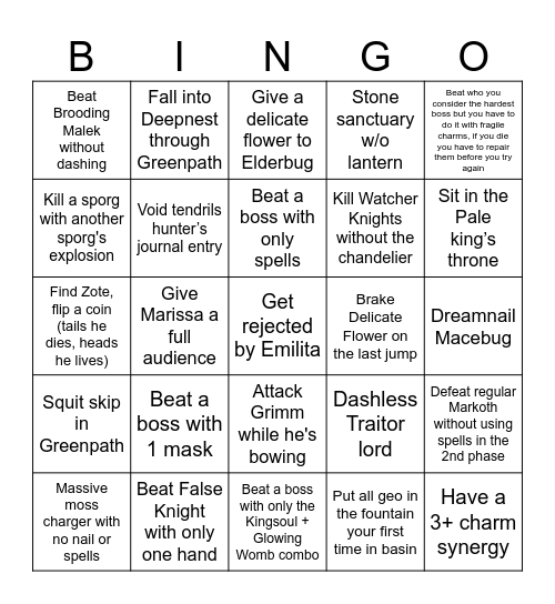 r/HollowKnight Bingo Card