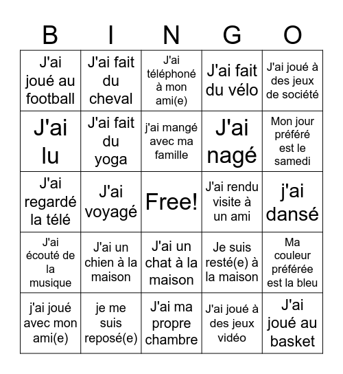 Les sports Bingo Card