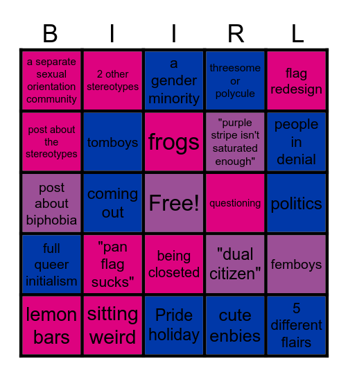 r/bi_irl bingo card Bingo Card