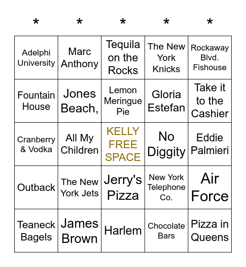 MACKIE KELLY BIRTHDAY BINGO Card