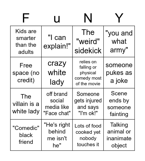 Comedy bingo Card