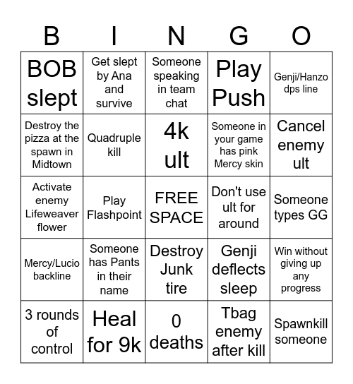 Overwatch bingo Card