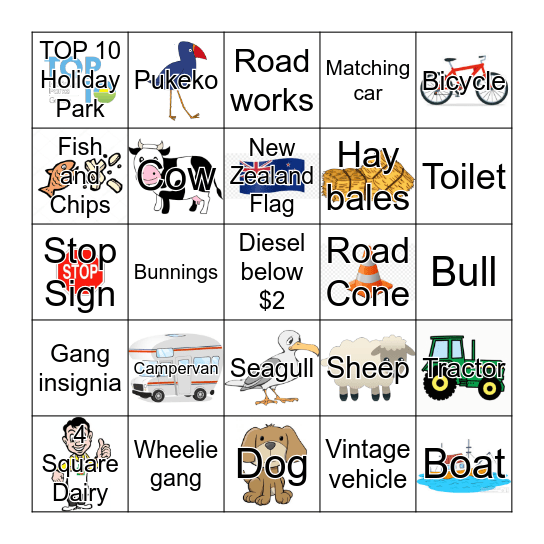 Road Trip Bingo Card