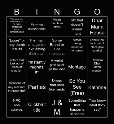 Hey Dhar Mann Fam Bingo Card