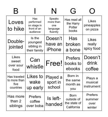 People Bingo Card