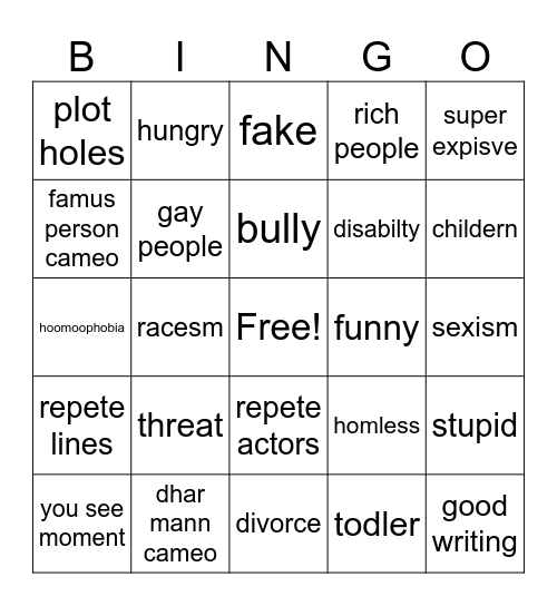 Dhar Mann Bingo Card