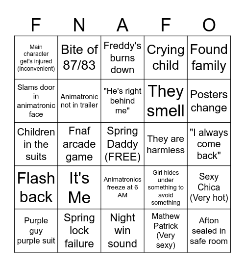 nope Bingo Card