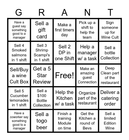 Postino Grant Badass Bingo Card