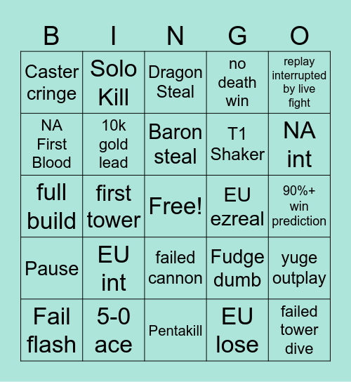 worlds Bingo Card