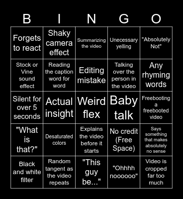Sssniperwolf Bingo 2 Bingo Card