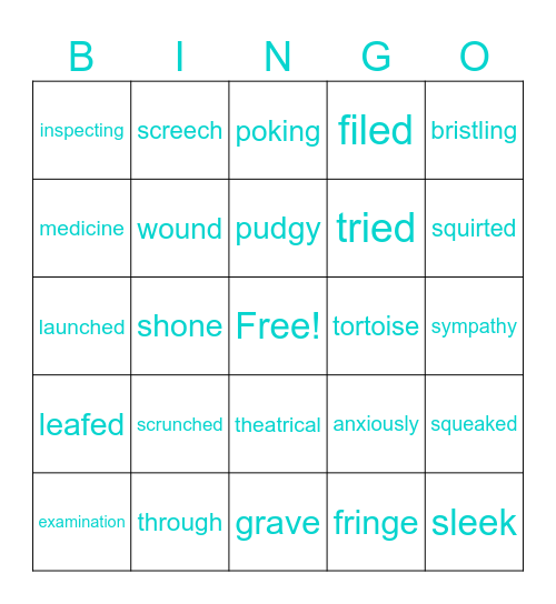 Amelia Term 4 Week 3 Words Bingo Card