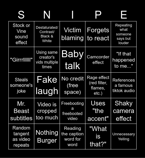 SSSniperwolf Bbbingo Card