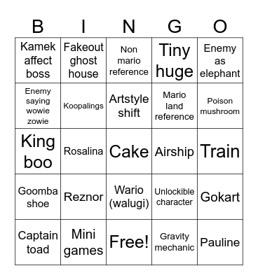 Super Mario Wonder Bingo Card