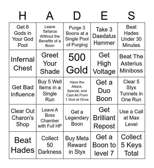 Hades with the bois Bingo Card
