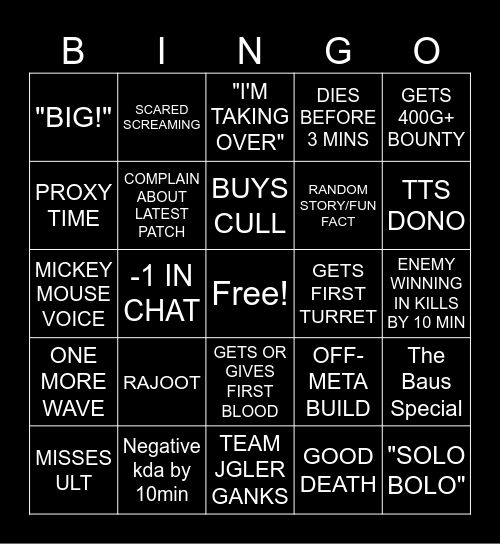 bausffs cam n berry Bingo Card