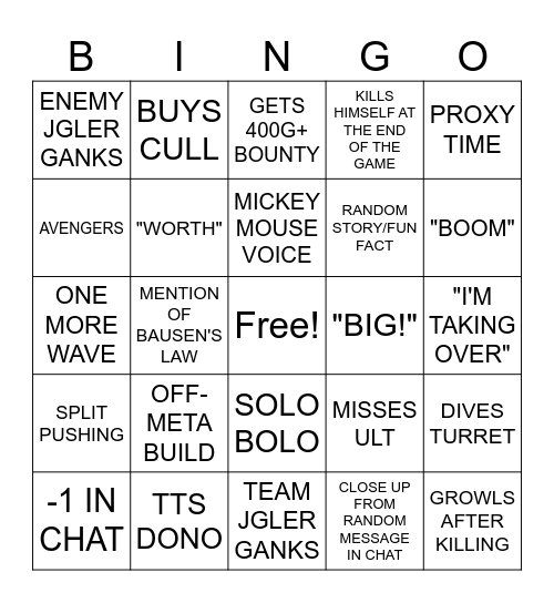 bausffs cam n berry Bingo Card