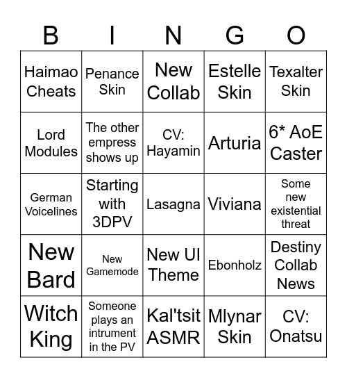 AK CN4.5 Anni Bingo Card