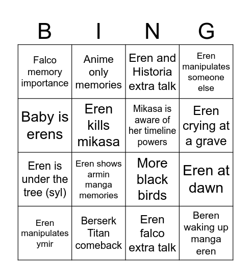 Aoe Trailee/Cour 2 Bingo Card