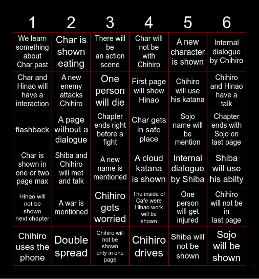 KAGURABACHI CHAPTER 7 Bingo Card