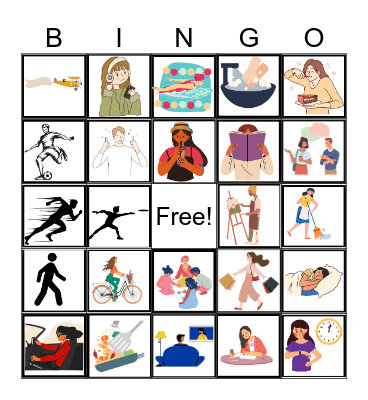 Present Continuous Bingo Card